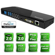 Wavlink USB 3.0 Universal Docking Station, Dual Video Monitor Display DVI & HDMI & VGA with Gigabit Ethernet, Audio, 6 USB Ports for Laptop, Ultrabook and PCs