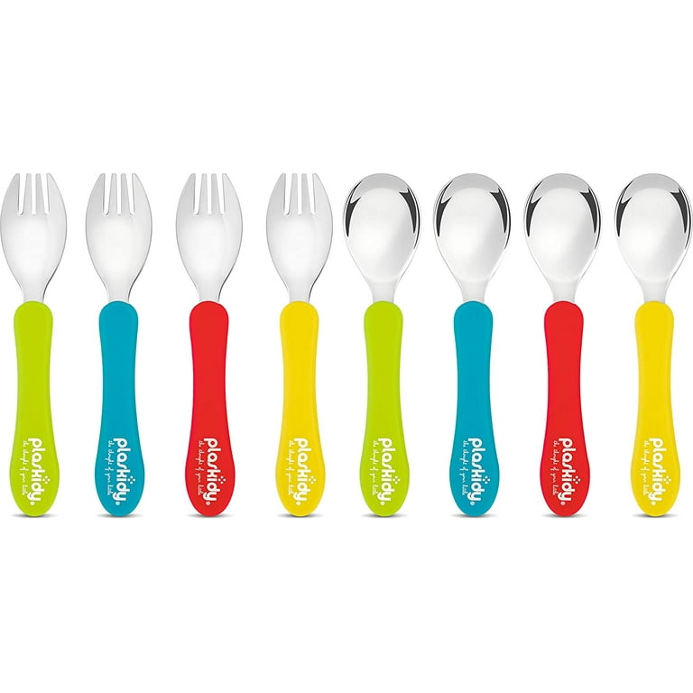 Toddler Utensils Set PLASKIDY Stainless Steel with Silicone Handle