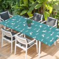 thumbnail image 2 of Teal Spring Easter Table Cloths for 8 Foot Rectangle Tables, Cute Bunny Botanical Patio Waterproof Elastic Fitted Tablecloths, Washable Rectangular Table Cover for Camping, 2 of 8