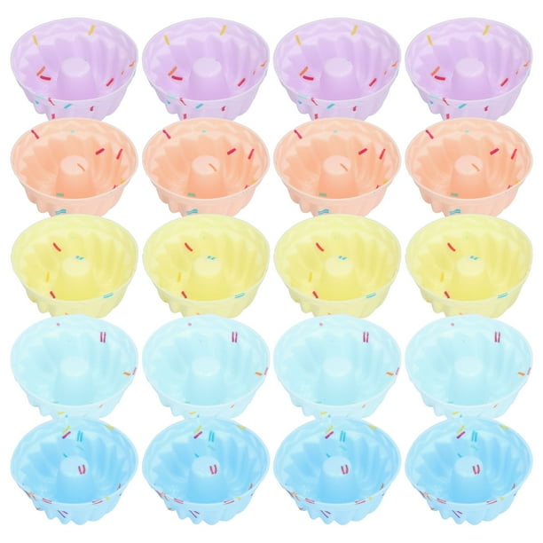 20 moldes pequeños para hornear pasteles, reutilizables, de silicona, fáciles de limpiar, juego de roscas