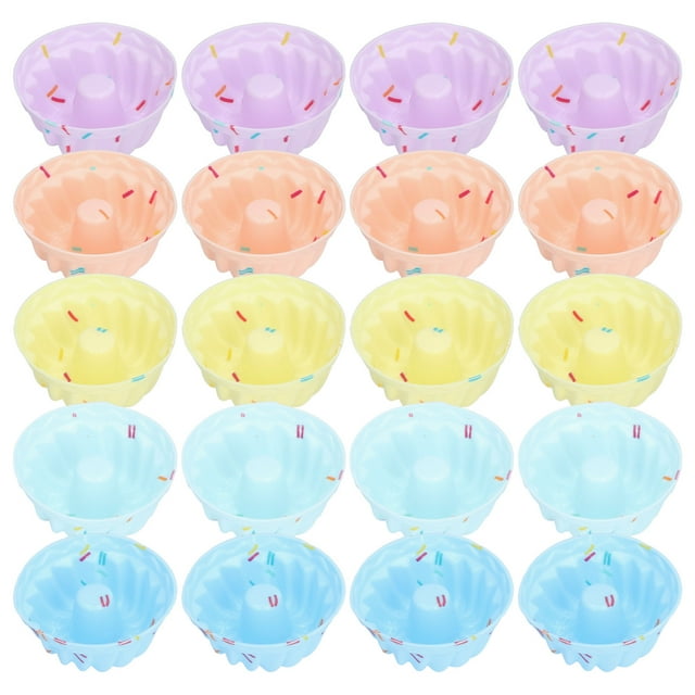 20 moldes pequeños para hornear pasteles, reutilizables, de silicona, fáciles de limpiar, juego de roscas