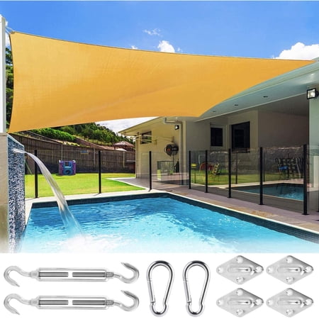 Sun Shade Sail with Stainless Steel Hardware Kit, HISRFOCSP 8' X 10