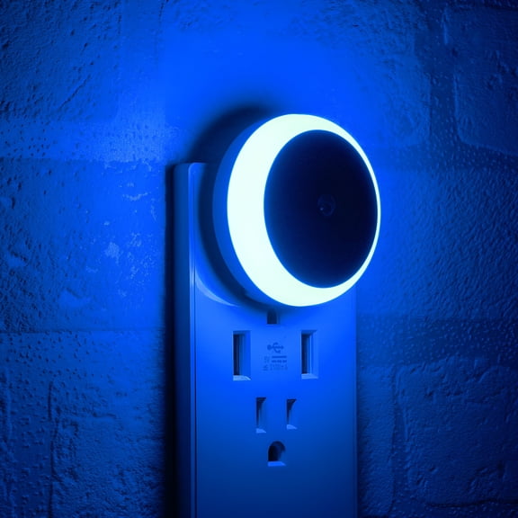 HIBIBUD 2 Pack LED Night Light Blue,Light Sensor,Calm Blue Light,Easy on Eyes,Decorative,Night Light Plug into Wall for Bedroom,Bathroom,Kitchen,Hallways,Rooms for Kids,Baby,Children