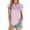 Pink, variant on Spencer Casual Womens T-Shirts Basic Tops for Women Cap Sleeve Loose Crew Neck Summer Tops Blouses, Size S-2XL