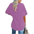 thumbnail image 4 of Delayuji Oversize T Shirt Women's Print Short Sleeve Round Neck Vintage V Neck Tops Casual Basic Summer Tee Shirts Blouse Purple Xxl Polyester,Spandex Short Sleeve Shirts for Women, 4 of 5