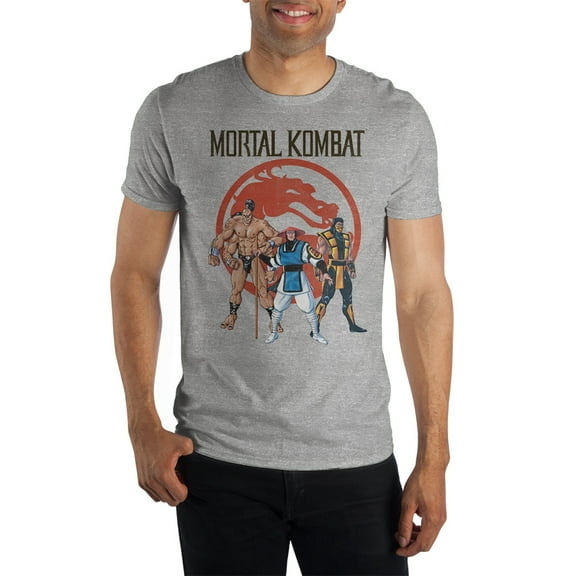 Mortal Kombat Video Game Mens Grey Short Sleeve Shirt-Small
