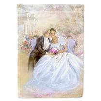 Carolines Treasures APH8292CHF Wedding Couple Kiss Flag Canvas House Size  Large multicolor