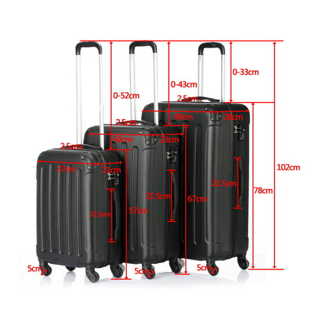 UBesGoo - UBesGoo 3 Pieces Travel Luggage Set Bag ABS Trolley Carry On ...