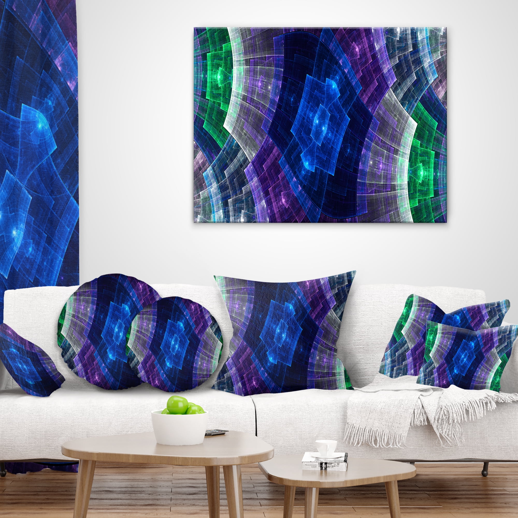 Designart 12" x 20" Blue Polyester Throw Pillow