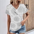 thumbnail image 1 of Fiudx Camisas de Mujer Top/Camisa de Manga Corta con Cuello En V Plisado Estampado de Verano para Mujer, 1 of 5