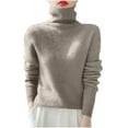 thumbnail image 6 of Women's Knitted Sweater Base Shirt Long Sleeve Turtleneck Top for Casual Daily Wear Business Office and Loungewear Fashion Essential Gift for Women | CSEONE,Gray L, 6 of 9
