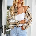 thumbnail image 4 of Vedolay Womens Fall Tops Casual Jackets for Womens Casual Distressed Casual Jacket Ripped Fringe Cropped Casual Jacket,Khaki L, 4 of 5