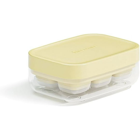 shiyou-Square Silicone Ice Cube Trays with Lids with Easy Pop-Out Design - Reusable Freezer-Safe Molds for Cocktails, Whiskey, Iced Coffee, and Tea (Yellow, Small Size)