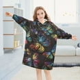thumbnail image 5 of Dailycode Wearable Blanket Hoodie Oversized Sherpa Flannel Blankets with Pocket for 3-14 Year Old Gorgeous Butterflies, 5 of 7
