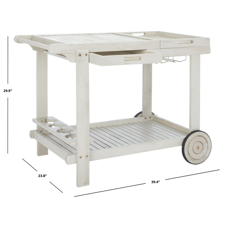 SAFAVIEH Orland Outdoor Patio Adjustable Tea Trolley, White