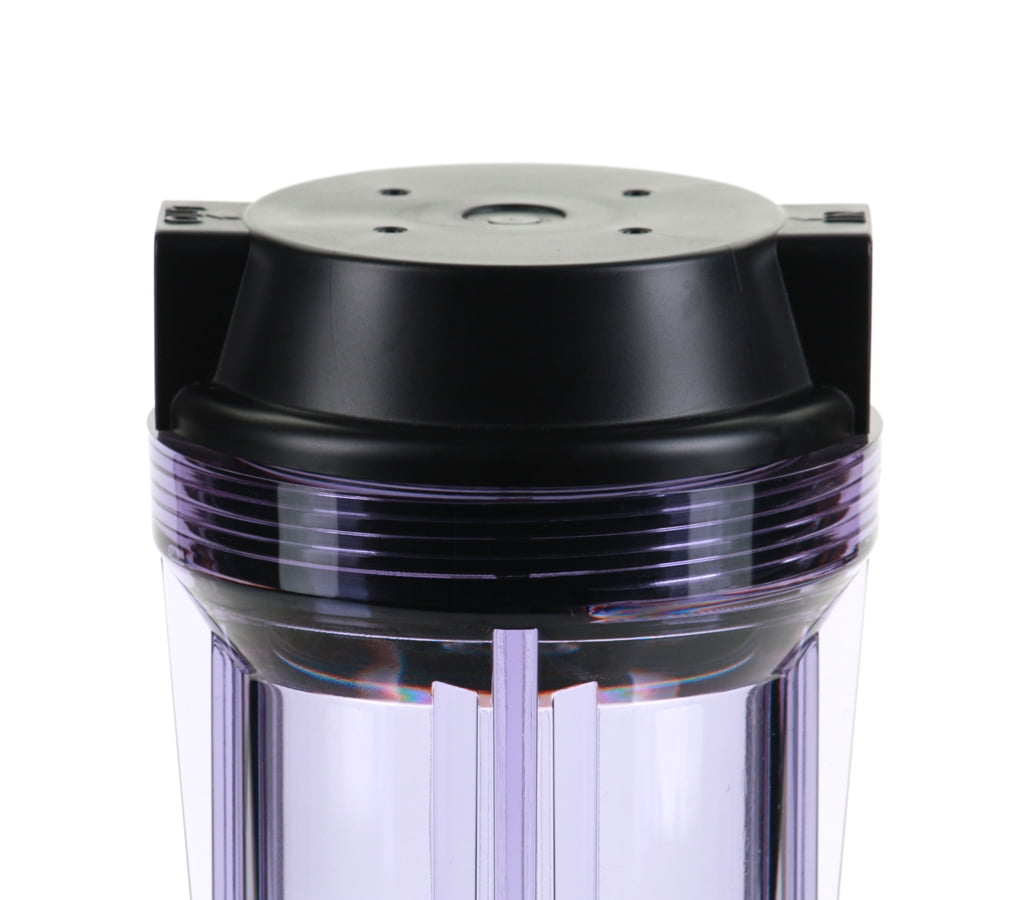 Hydronix HF2-10CLBK38, 10" Clear Housing with Black Flat Cap For RO & Filtration Systems, 3/8" Ports