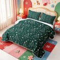 thumbnail image 3 of Manfei Kawaii Xmas Plaid Bed Spread Queen,Traditional Christmas Wreath Queen Coverlet Set,3 Pieces,1 Quilt and 2 Pillowcases, 3 of 7