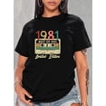 thumbnail image 1 of Camiseta deportiva de moda con gráficos de grabación vintage de 1981, cuello redondo, manga corta, ropa deportiva para mujer, 1 of 7
