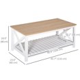 thumbnail image 3 of HOMCOM Farmhouse Coffee Table with Slatted Bottom Shelf and X Bar Frame, White, 3 of 10