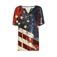 thumbnail image 5 of XWSHYW Fashion American Stars Stripes Short Sleeve Tee Loose Fit V Neck USA Flag Patriotic T Shirt Gift for Best Friend Wife Sister Mother, 5 of 5