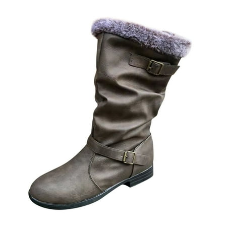 

HGWXX7 Middle Women s Ankle Slipon Thermal Casual Winter Boots Breathable Warm Fashion Low Heels Boots Shoes Women s Boots Fall Shoes
