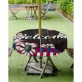 thumbnail image 4 of Fsddascl Daisy Floral Outdoor Tablecloth - 60 Inch Round Dining Table Cover, Vintage Wood Grain Red Blue Plaid Waterproof Outdoor Table Cloth with Umbrella Hole & Zipper for Picnic/Patio/Party, 4 of 7