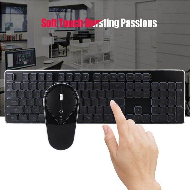 pitrice Wireless Charging Lighting 104 - key Laser Engraving Mute Keyboard Mouse Combo - Green Light