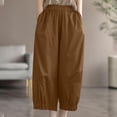 thumbnail image 5 of Women Capri Pants Clearance, Xunlbb Women's 2024 New Large Size Versatile Age Reducing Solid Color Casual Pants(Brown,M), 5 of 7