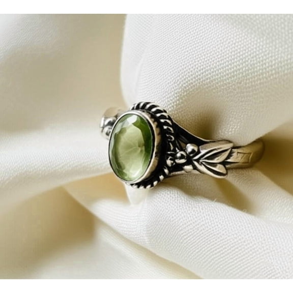 Peridot Ring | Sterling Silver Peridot Jewelry | Oval Gemstone Ring | Handmade Gift for Her| August Birthstone Ring | Peridot Silver Ring