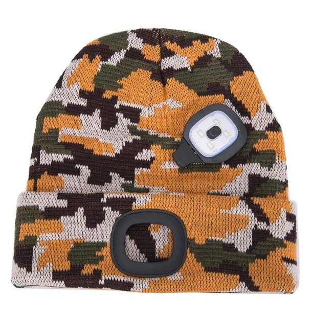 Gorro Beanie LED con luz gorro de faro manos libres unisex cálido gorro de punto de invierno