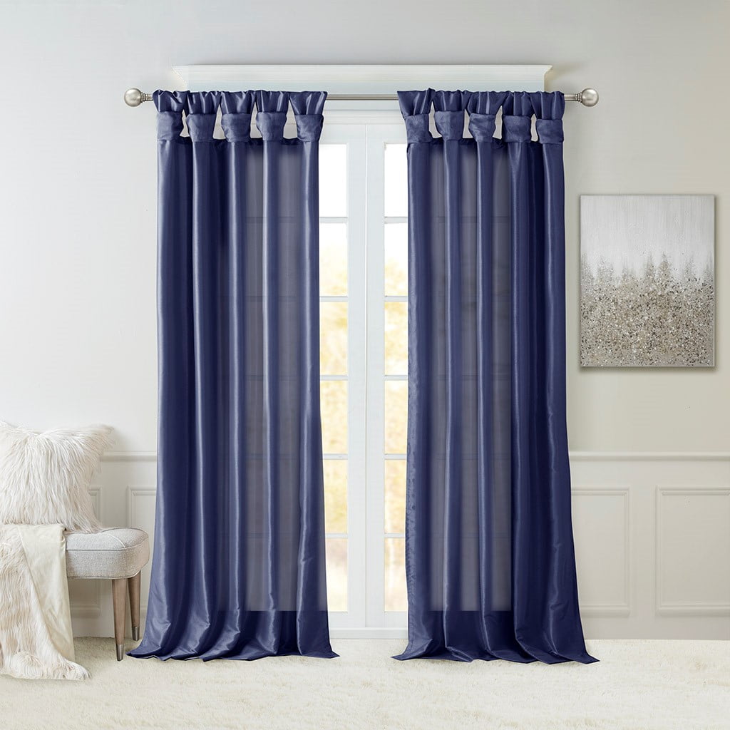 MAYEERTY 50x108" Twist Tab Lined Window Curtain Panel Living Room Navy
