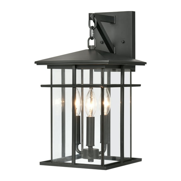 Elk Home 9-Inch Wide Outdoor Oak Park Wall Sconce, Matte Black