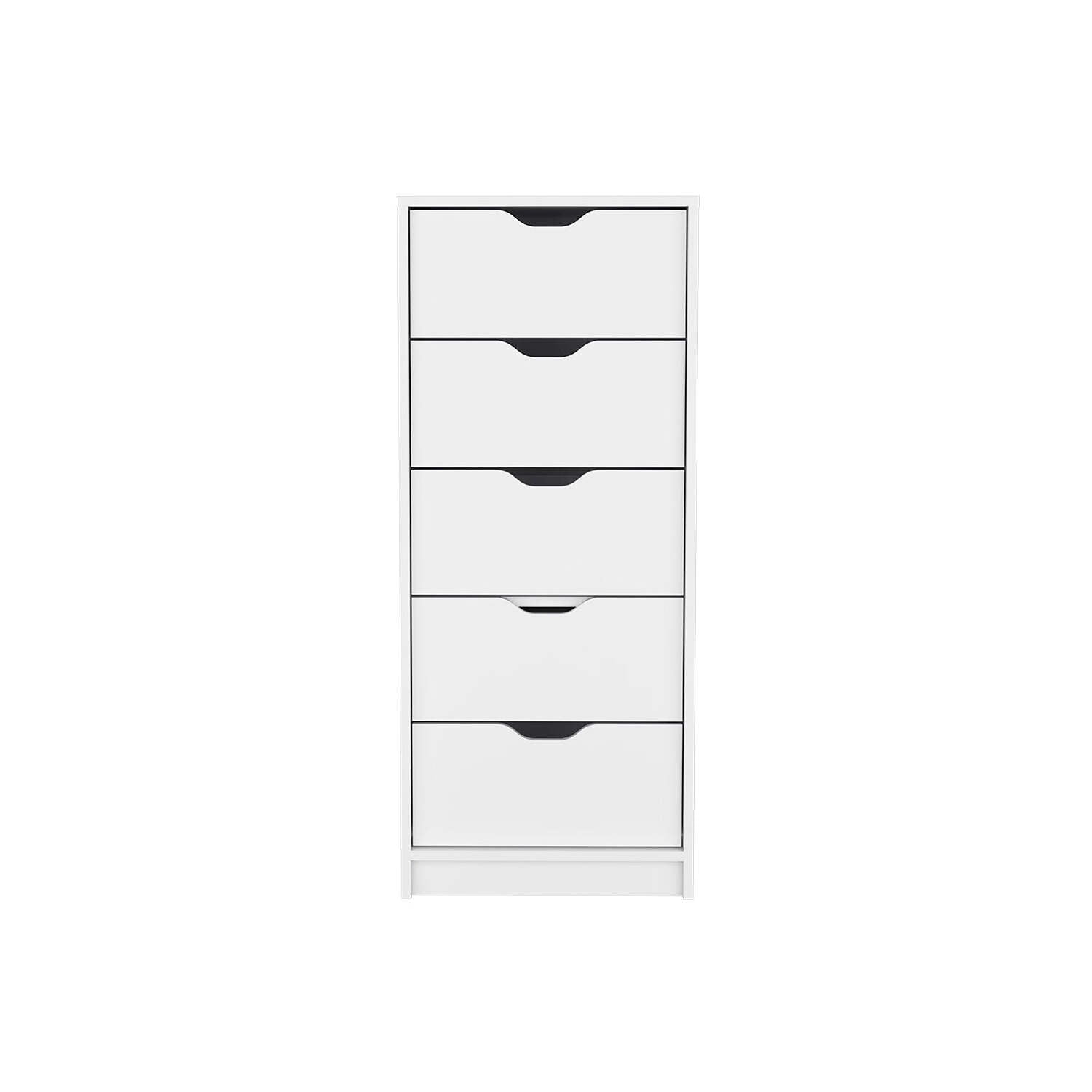 We Have Furniture Dresser Kamran, Five Drawer Narrows, White Finish