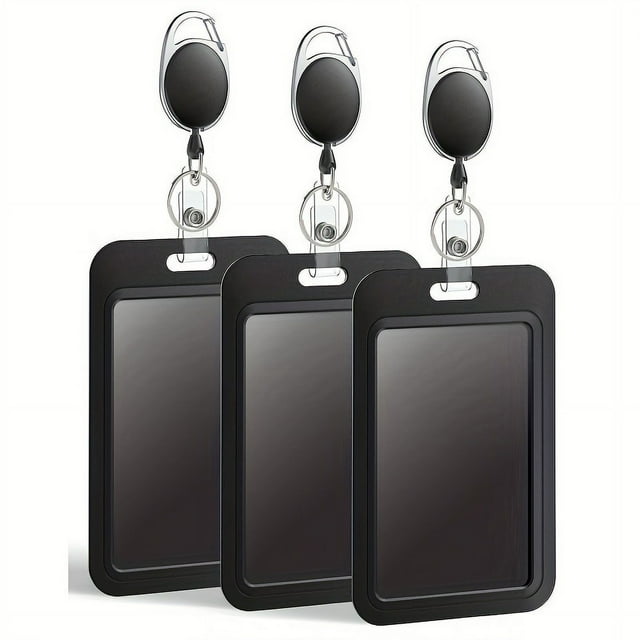 RV 3 Porta Credencial de Cuero para el Cuello, Porta Credencial Vertical con Cordón y Yoyo Retráctil, para Tarjeta de Autobús de Exposición de Estudiantes Empleados