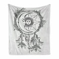 thumbnail image 1 of Mystic Soft Flannel Fleece Throw Blanket, Dreamcatcher Feathers with Sun and Moon Inside Cosmos Image, Cozy Plush for Indoor and Outdoor Use, 60" x 80", Black White, by Ambesonne, 1 of 6
