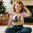 thumbnail image 3 of COEQINE Tween Girls Crop Top Long Sleeve Sweatshirt, Cute Junior Fall Winter Pullover with Dropped Shoulder, Casual Streetwear Top for Age 13-14, Horse Cherry Tree, 3 of 7