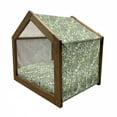 thumbnail image 2 of Vine Pet House, Botany Pattern with Creeper Leaves and Blooming Berries on Branches, Outdoor & Indoor Portable Dog Kennel with Pillow and Cover, 5 Sizes, Apple Green White, by Ambesonne, 2 of 5