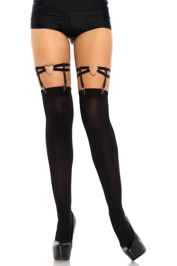 Women's Hosiery, Black Heart, One Size