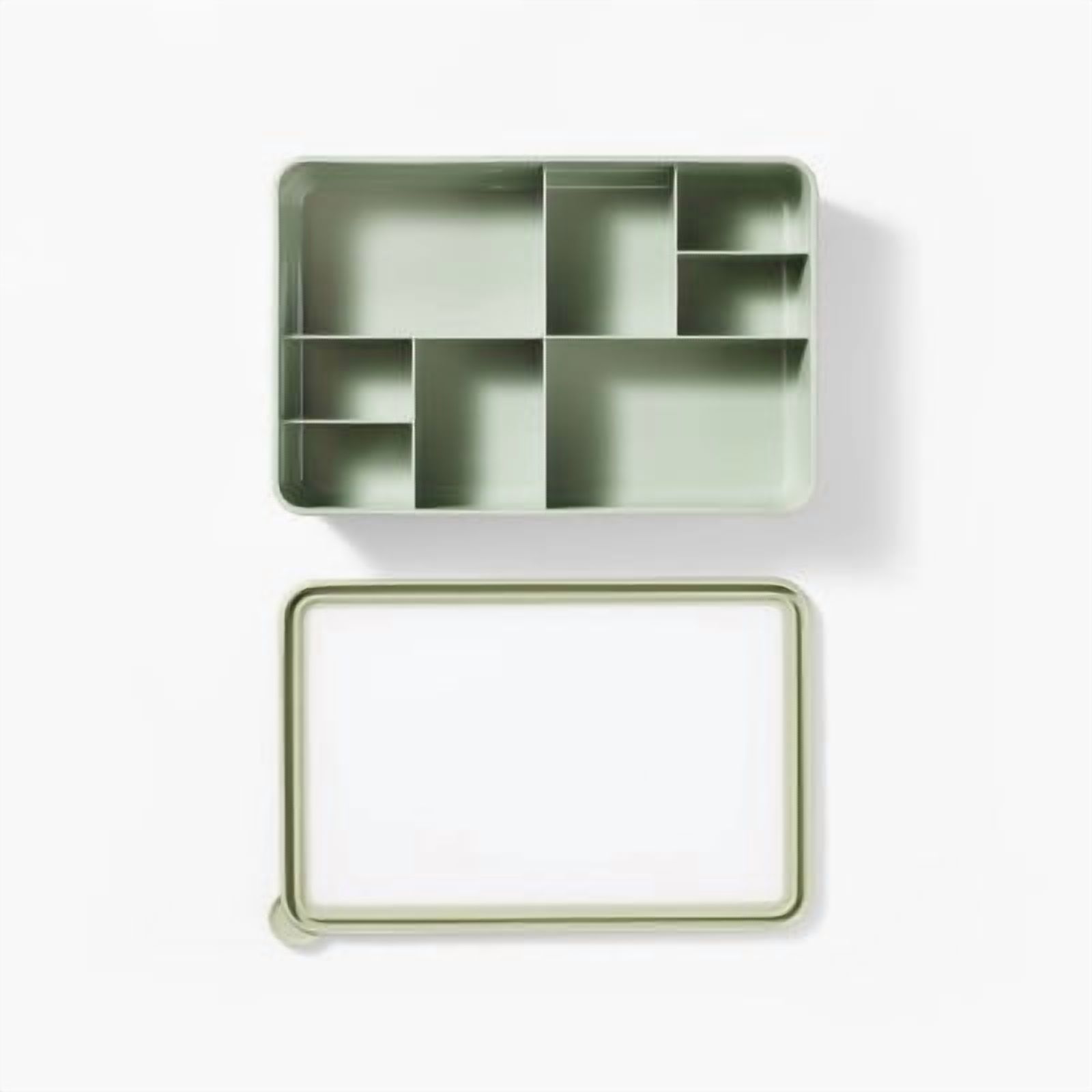 8 Compartment Large Plastic Snack Bento Box Sage Green - Recycled PET, Dishwasher & Microwave Safe