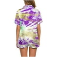 thumbnail image 6 of Levmjia Women Summer Pajama Set Polyester Short Sleeve Lapel Top Shorts Sleepwear Loungewear Soft Breathable Comfortable Home Outfit Casual Two Piece Set, 6 of 7