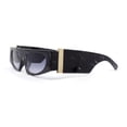 thumbnail image 3 of Womens Exaggerated Thick Temple Mod Narrow Rectangle Plastic Sunglasses Purple Marble - Smoke, 3 of 4