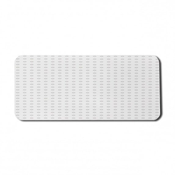 Minimalist Computer Mouse Pad, Repetitive Geometric Rhombus Abstract Motifs Print on Plain Backdrop, Rectangle Non-Slip Rubber Mousepad X-Large, 35" x 15", White and Grey Pink, by Ambesonne