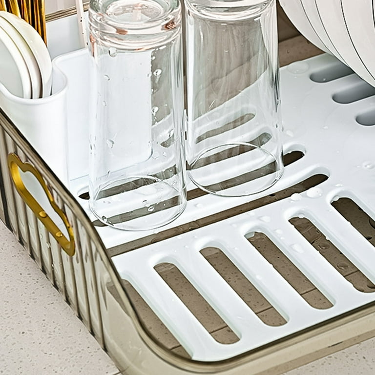 SONGMICS Dish Drying Rack Stainless Steel Full Sized Dish Racks for Kitchen  Counter Dish Drainers with 360° Rotatable Spout Removable Drainboard  Fingerprint-Proof Silver and Gray 