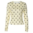 thumbnail image 4 of VOUZZA Womens Slim Fit Polka Dot Printed Long Sleeve Crewneck T-Shirt Basic Undershirt Tops, 4 of 4