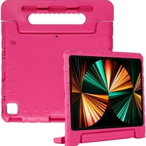 Kids Case for iPad Pro 12.9" 5th Generation 2021,Dteck Shockproof EVA Foam Kids Friendly Lightweight Handle Kickstand Cover with Pencil Charge Slot,Rose