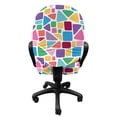 thumbnail image 3 of Colorful Office Chair Slipcover, Abstract Mosaic Pattern with Colorful Shapes on White Graphic Tile Illustration, Protective Stretch Decorative Fabric Cover, Standard Size, Multicolor, by Ambesonne, 3 of 5