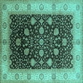 thumbnail image 1 of Ahgly Company Machine Washable Indoor Square Oriental Turquoise Blue Industrial Area Rugs, 3' Square, 1 of 4