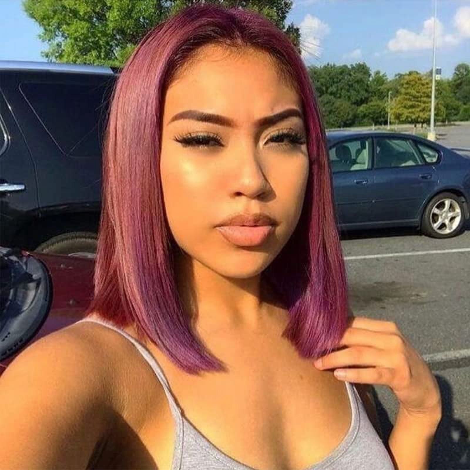 99J Burgundy Short Bob Wig 13X4 Lace Front Wigs for Women Brazilian Human Hair Red Highlighted Colored Lace Frontal Wig 10inch