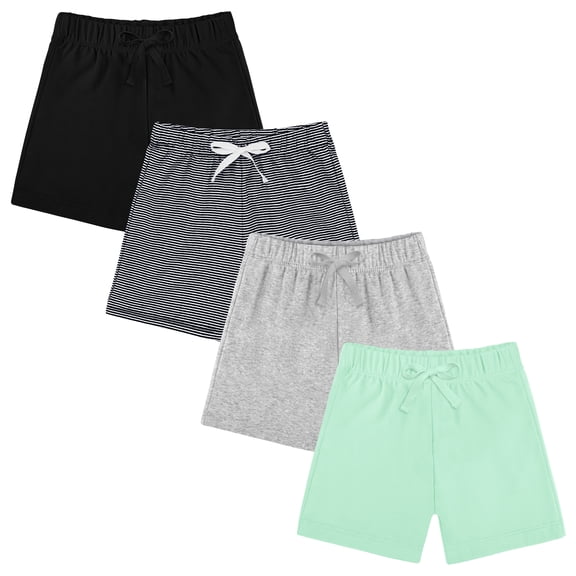 Resinta 4 Packs Unisex Baby Toddler Cotton Shorts Baby Pull-on Shorts with Drawstring Soft Summer Clothes for Daily Wear