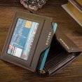 thumbnail image 5 of Men's Leather RFID Blocking Slim Wallet with 10 Credit Cards, 2 Bill Compartments, ID Window & Coin Pocket Minimalist Wallet - Brown, 5 of 5